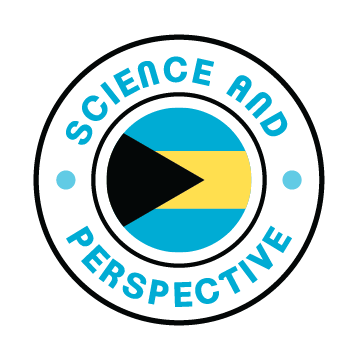 Science and Perspective Logo. a cirle with the words "Science and Perspective around a smaller circle that includes a Black triangle pointing toward three horizontal bars of blue yellow and blue